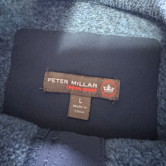 Peter Millar Crown Sport Full Zip Fleece Sweatshirt Work Preppy Blue Large Clean - Picture 3 of 7